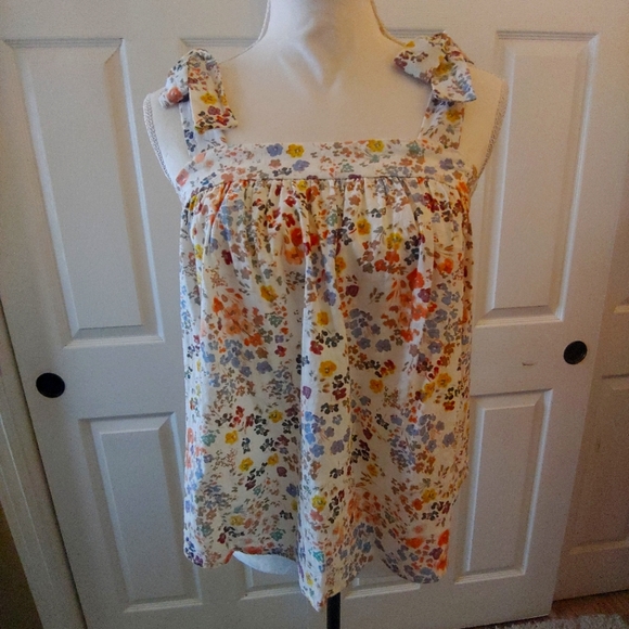 Women's a.n.a. Floral Top Bow Tie Straps Size XS Retro 70's looking - Picture 4 of 7